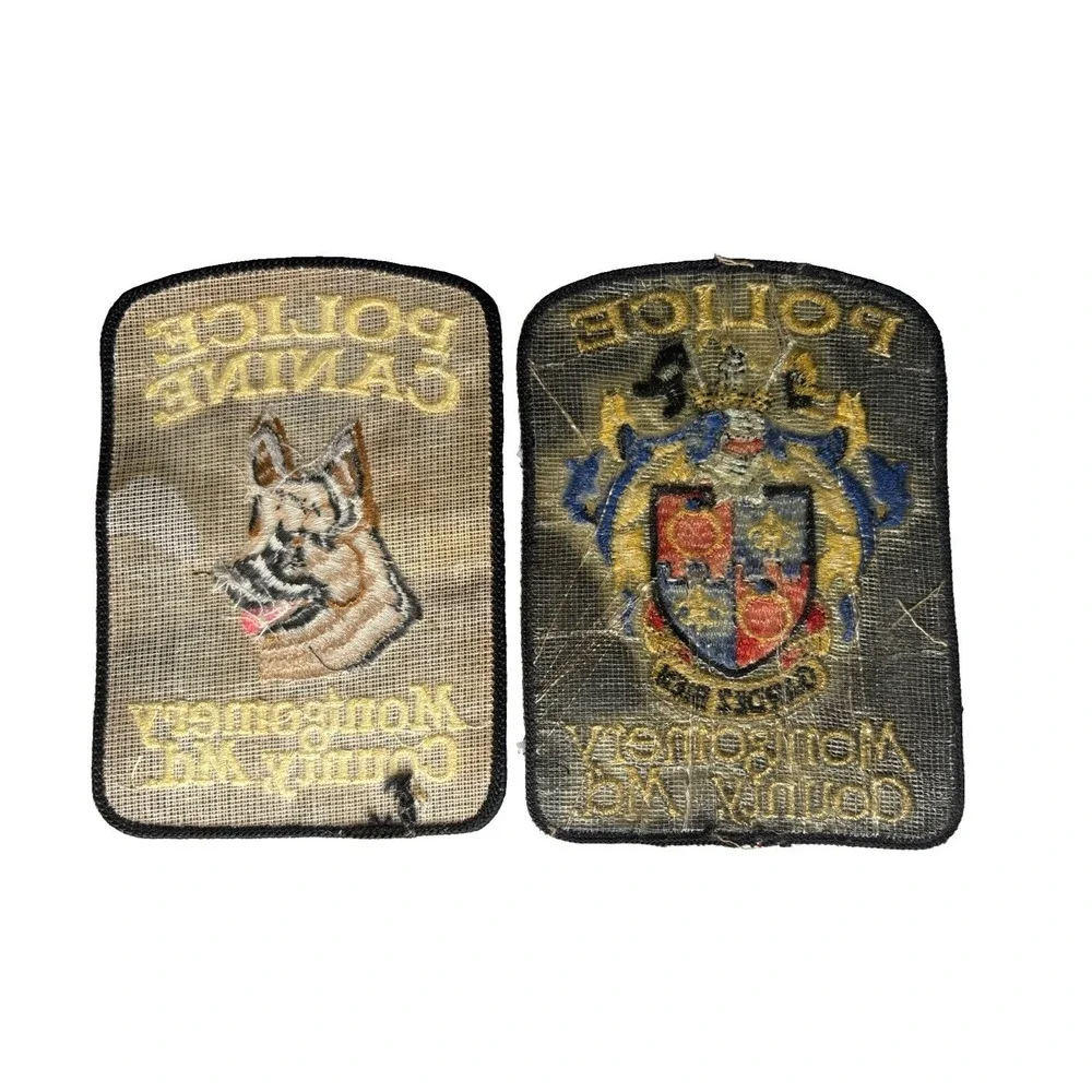 Vintage Montgomery County MD Police Patches K9 Canine Lot of 2 Obsolete Maryland